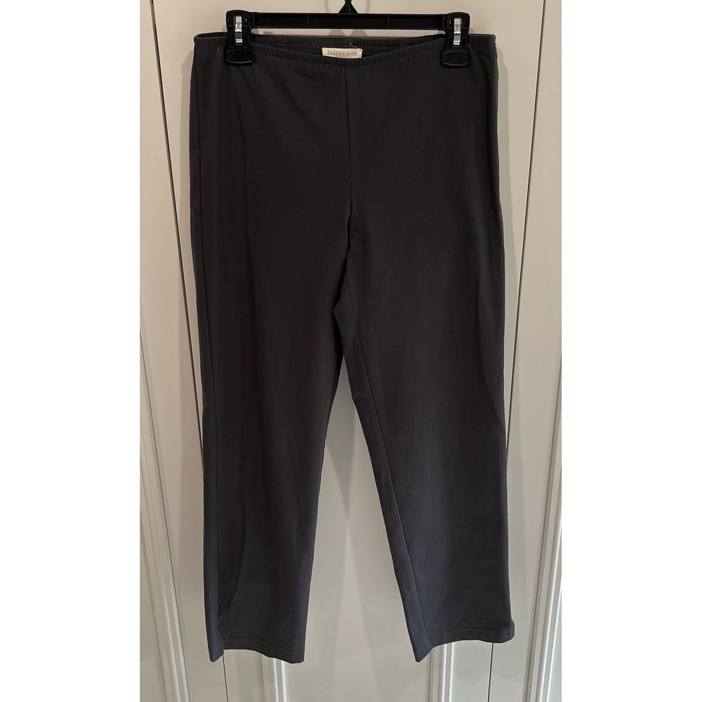 Eileen Fisher Dark Gray Organic Cotton Pants Classic Minimalist Quiet Luxury